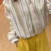 Pantalon droit fluide PARO jaune – Taille élastique – Crêpe – Look chic et décontracté – Image 3