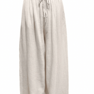 Pantalon ÉLI beige – Gaze de coton – Taille unique – Look chic et décontracté