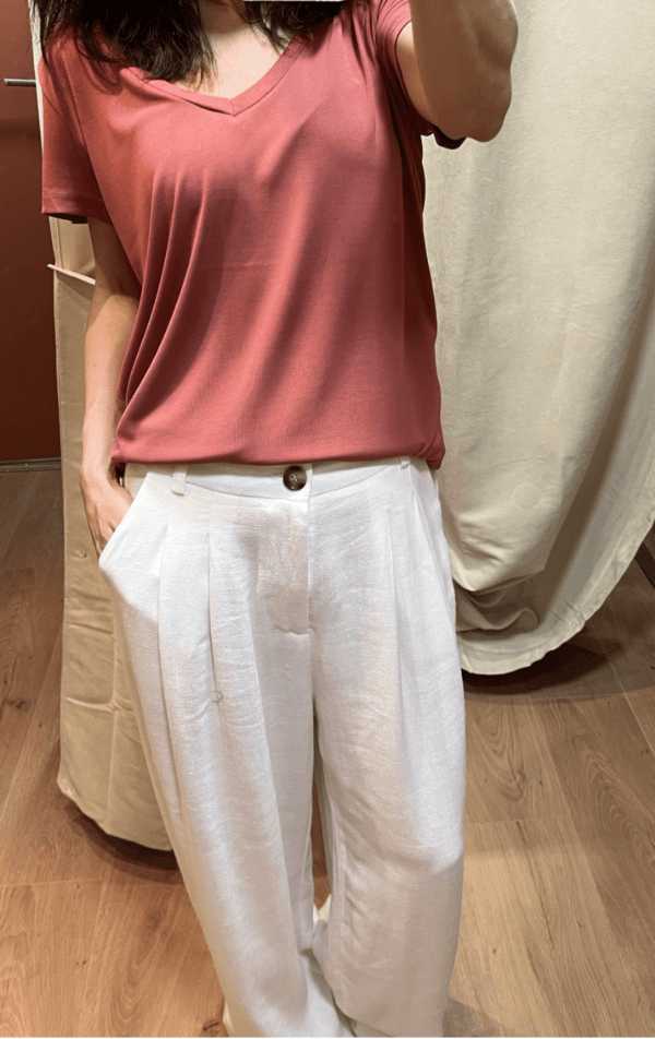 Pantalon fluide en lin blanc PABLO – coupe droite élégante – Image 2