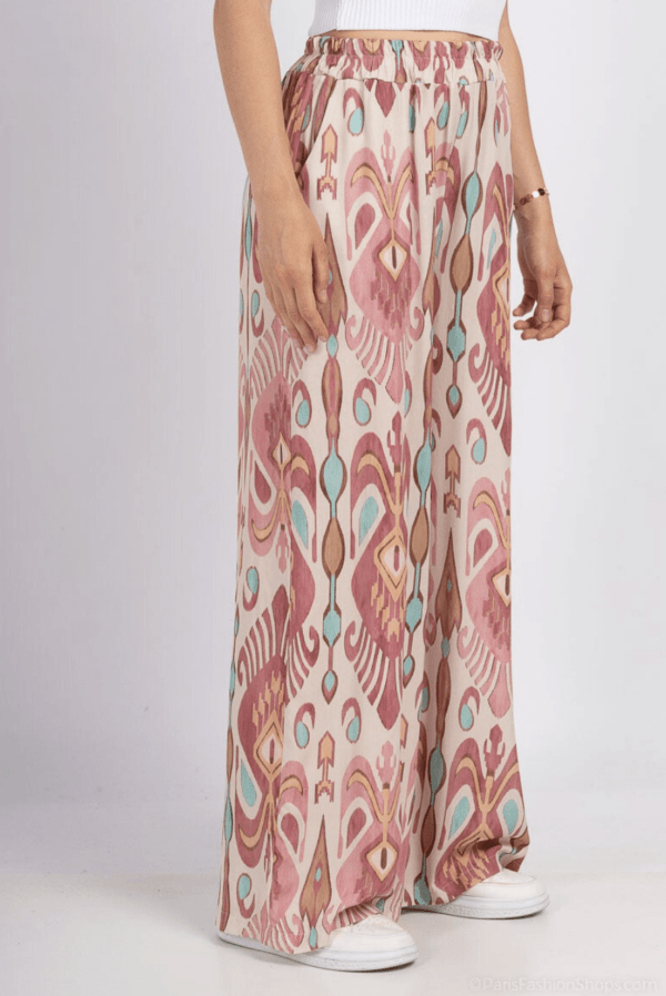 Pantalon palazzo imprimé en viscose MATHIAS – taille haute et confort maximal