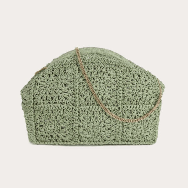 Pochette tressée avec chaine dorée amovible RUBY vert amande – Image 3
