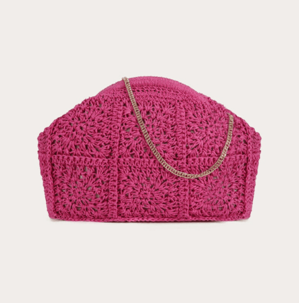 Pochette tressée avec chaine dorée amovible RUBY fuchsia – Image 3