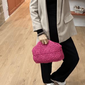 Pochette tressée avec chaine dorée amovible RUBY fuchsia