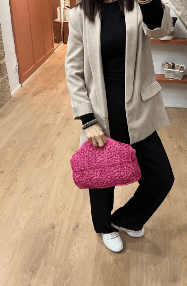 Pochette tressée avec chaine dorée amovible RUBY fuchsia