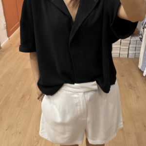 Short NATE – Blanc – Lin & polyester – Taille haute