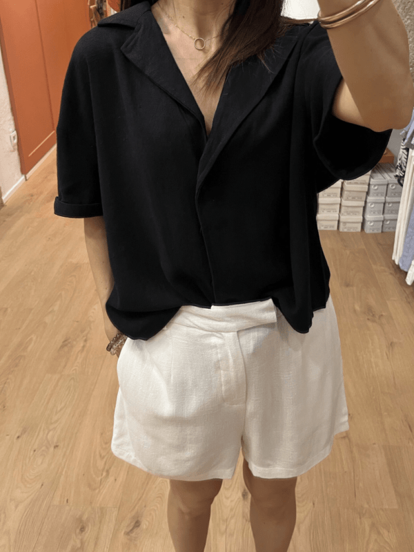 Short NATE – Blanc – Lin & polyester – Taille haute