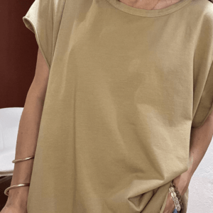 T-shirt HUGO camel – Oversize coton – Taille unique – Made in Italy – Style casual chic