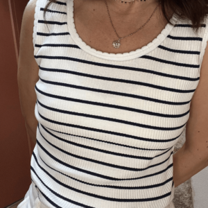 Top rayé col fantaisie MARIN – 100% coton – Style casual chic