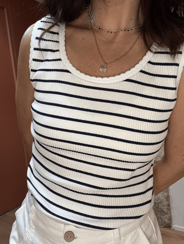 Top rayé col fantaisie MARIN – 100% coton – Style casual chic