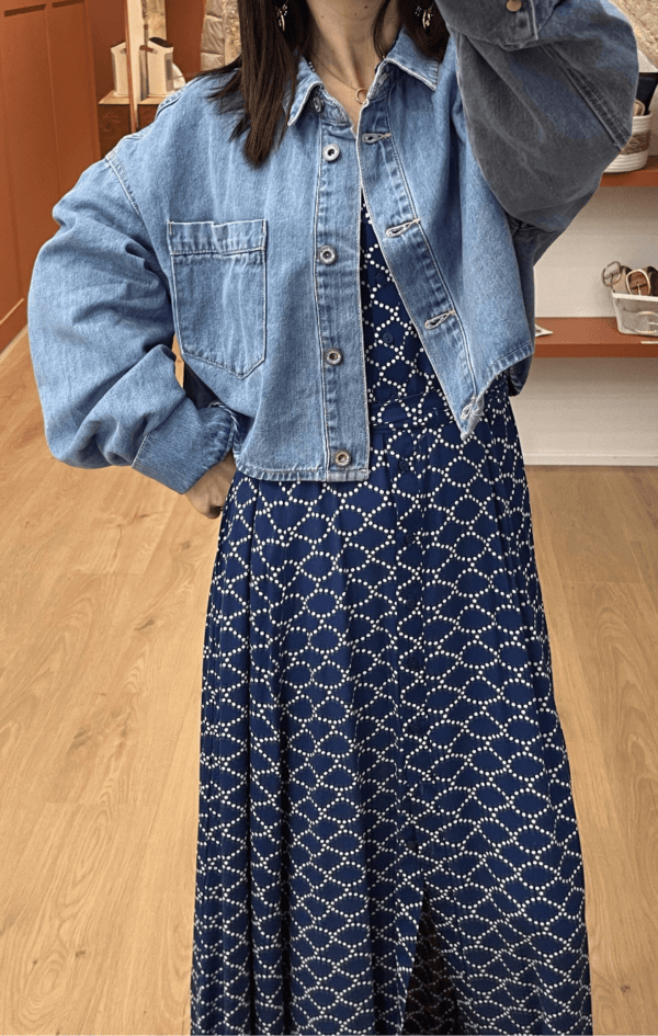 Veste en jean oversize courte MIA – 100% coton – Bleu clair – Image 2