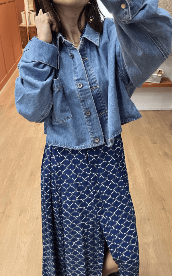Veste en jean oversize courte MIA – 100% coton – Bleu clair – Image 3