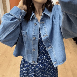 Veste en jean oversize courte MIA – 100% coton – Bleu clair