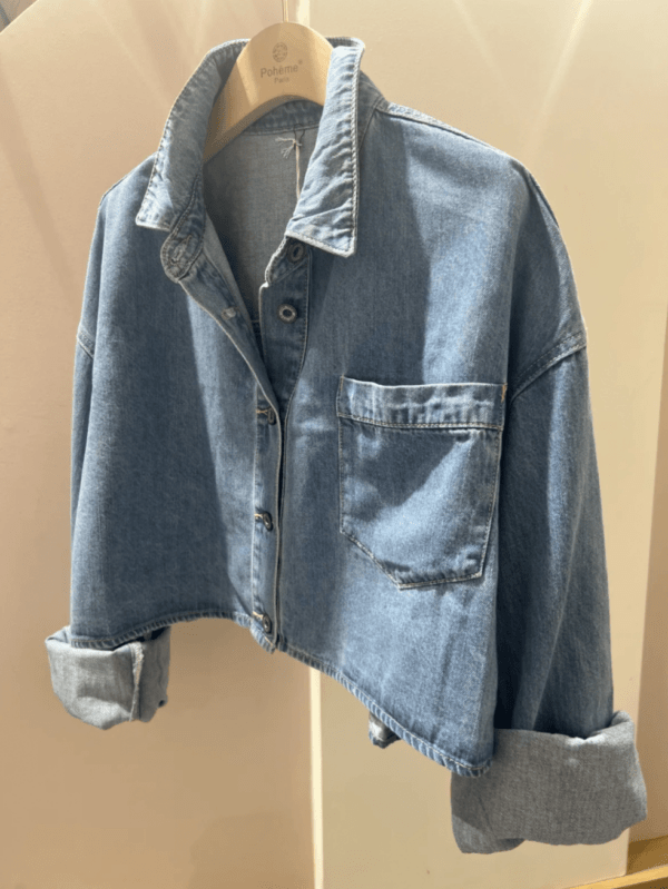 Veste en jean oversize courte MIA – 100% coton – Bleu clair – Image 4