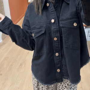 Veste en jean ARPIT Black Stoned Used – coupe courte, coton bio GOTS – MUSE Denim