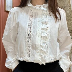 Chemise blanche broderie MADELEINE – Élégance romantique en 100% coton