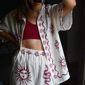 Ensemble imprimé – GALA – Bordeaux – Look solaire et stylé