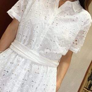 Robe longue brodée – TERRA – Blanche – Élégance estivale