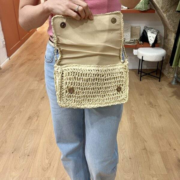 Sac en paille avec chaîne dorée – EDEN – Beige – Élégance estivale – Image 2