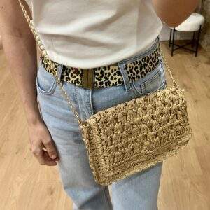 Sac en paille avec chaîne dorée – EDEN – Taupe – Élégance estivale