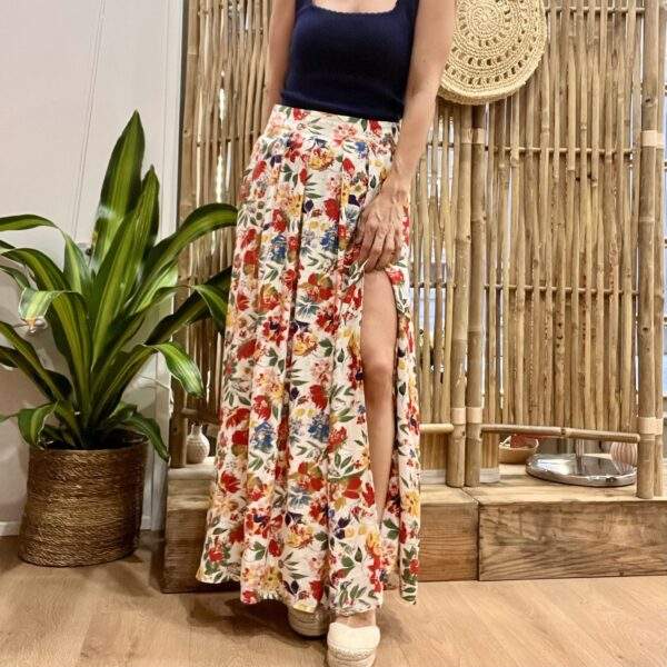 Jupe longue GAYA – Taille élastique & imprimé fleuri multicolore – Image 5