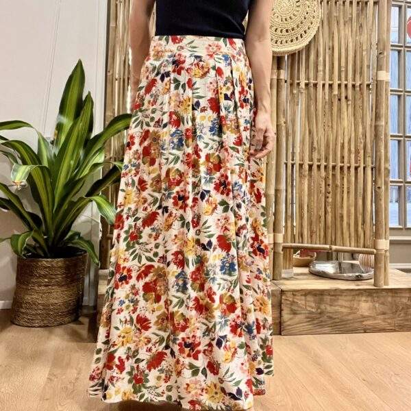 Jupe longue GAYA – Taille élastique & imprimé fleuri multicolore – Image 4