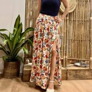Jupe longue GAYA – Taille élastique & imprimé fleuri multicolore