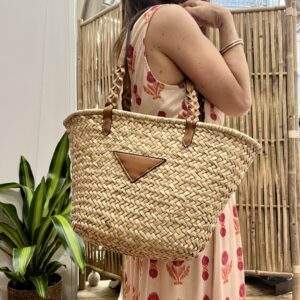 Sac shopping en paille – Anses tressées – Petit format élégant