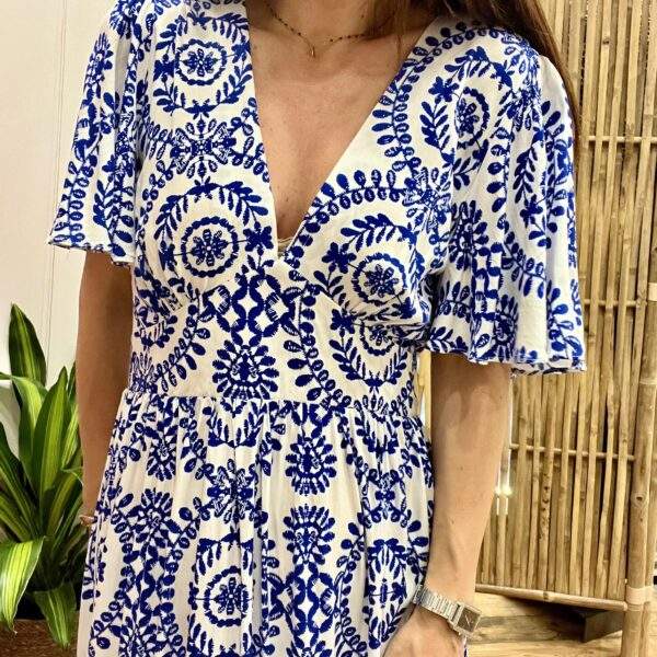 Robe JOSEPHINE à Motif Bleu – Féminité et Confort – Image 2
