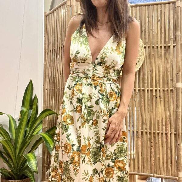 Robe longue fleurie MARJORIE – bretelles ajustables & dos smocké – Image 4