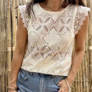 Top EDEN ivoire – Broderie délicate & élégance estivale