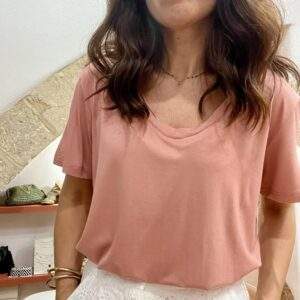 T-shirt YUNA vieux rose – Élégance discrète & confort