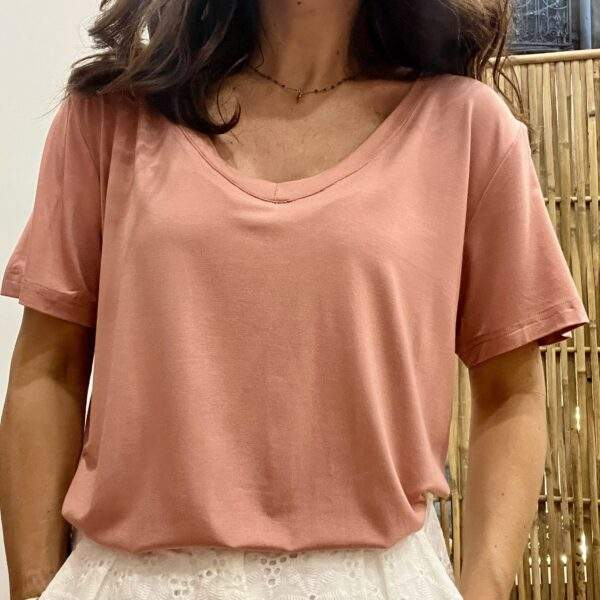 T-shirt YUNA vieux rose – Élégance discrète & confort – Image 2