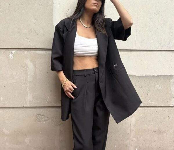 Blazer NINO Noir – Oversize à manches courtes