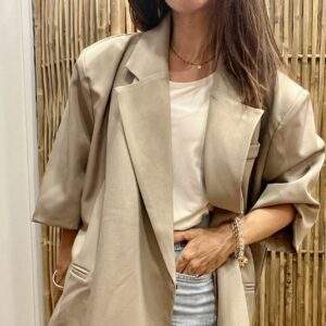 Blazer NINO Taupe – Oversize à manches courtes
