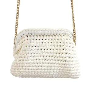 Sac en Crochet Blanc – Chaîne dorée chic