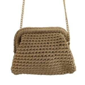 Sac en Crochet Camel – Chaîne dorée élégante