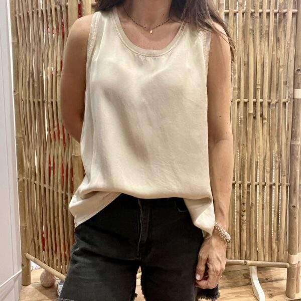 Débardeur col rond NOÉ beige – Image 3