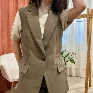 Blazer sans manches NAIROBI kaki – coupe ajustable