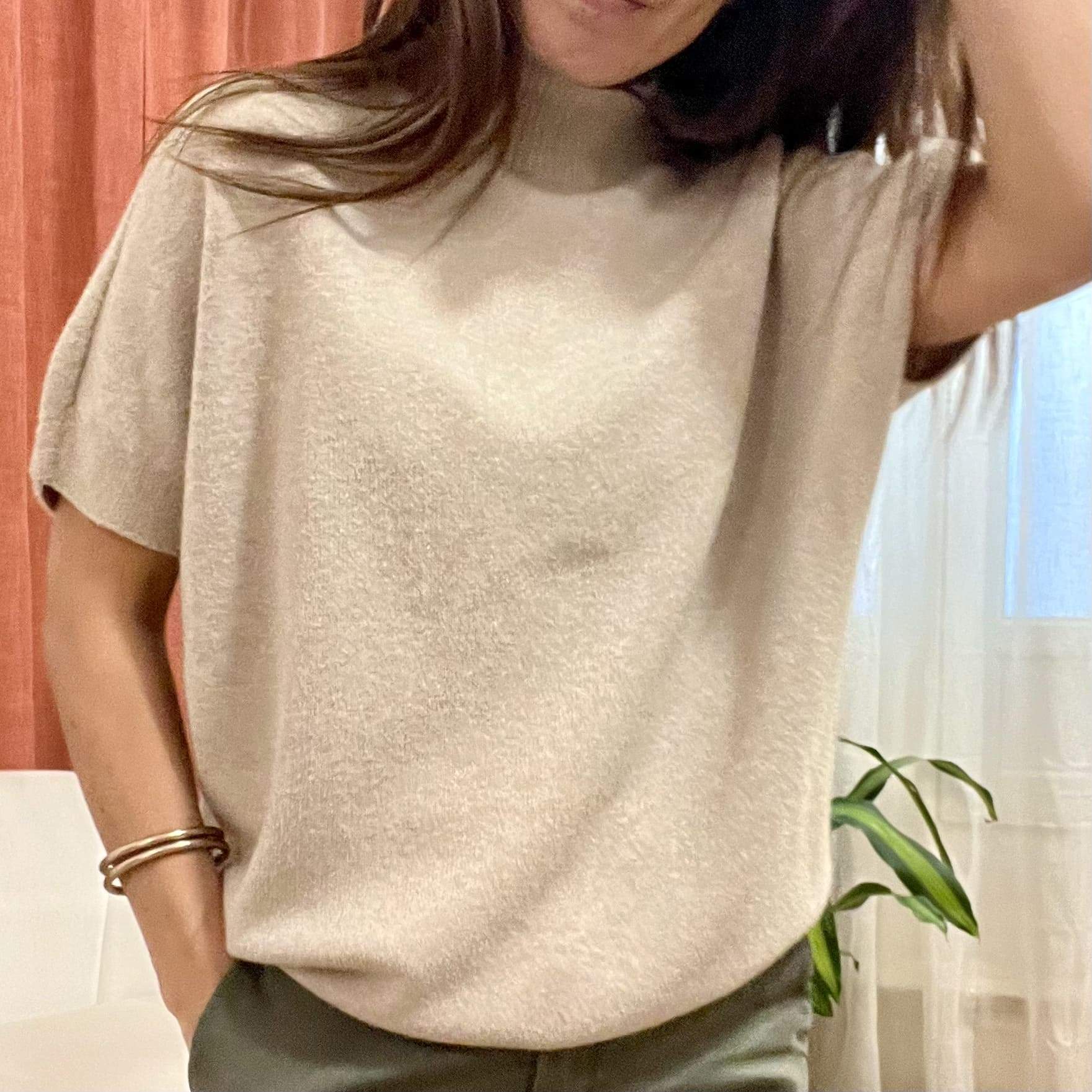 Pull manches courtes MILANO beige – Fabriqué en Italie