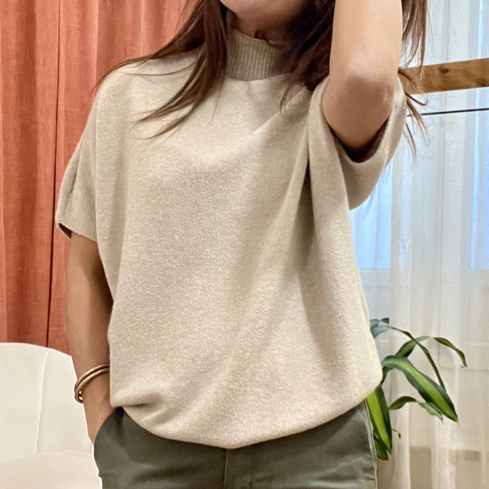 Pull manches courtes MILANO beige – Fabriqué en Italie – Image 4