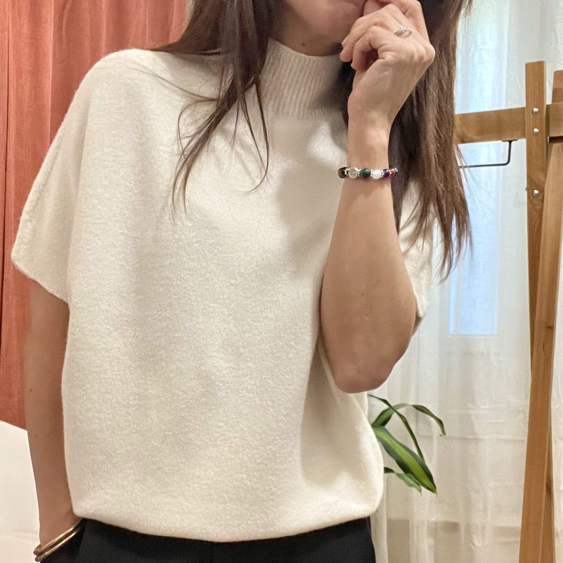 Pull manches courtes MILANO écru – Fabriqué en Italie – Image 2