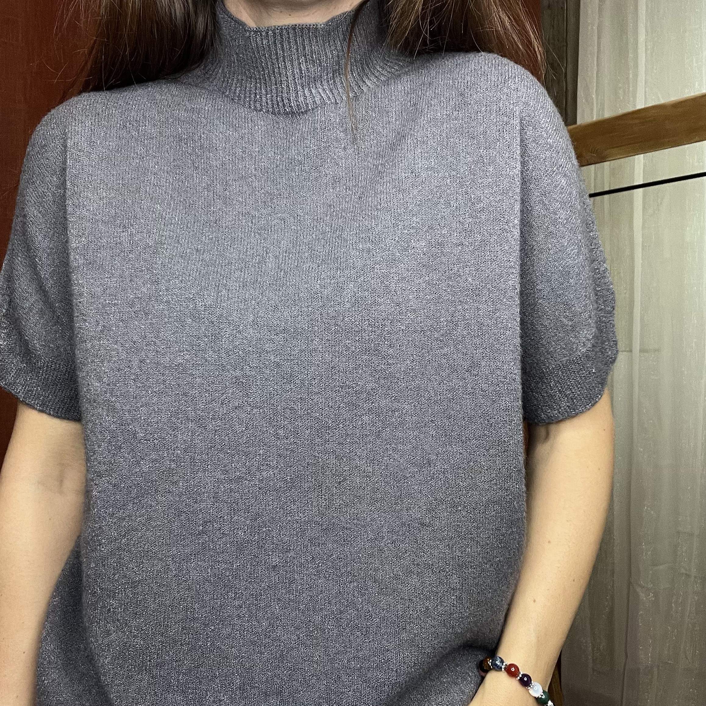 Pull manches courtes MILANO gris – Fabriqué en Italie – Image 2