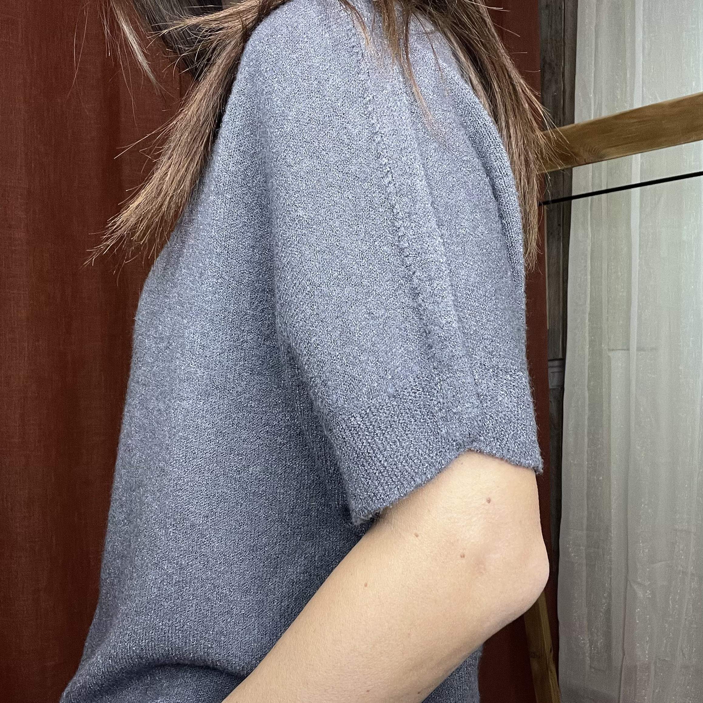 Pull manches courtes MILANO gris – Fabriqué en Italie – Image 5