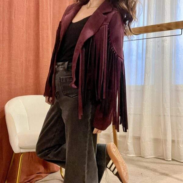 Veste à franges ARIZONA – aubergine – Image 3