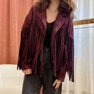 Veste à franges ARIZONA – aubergine