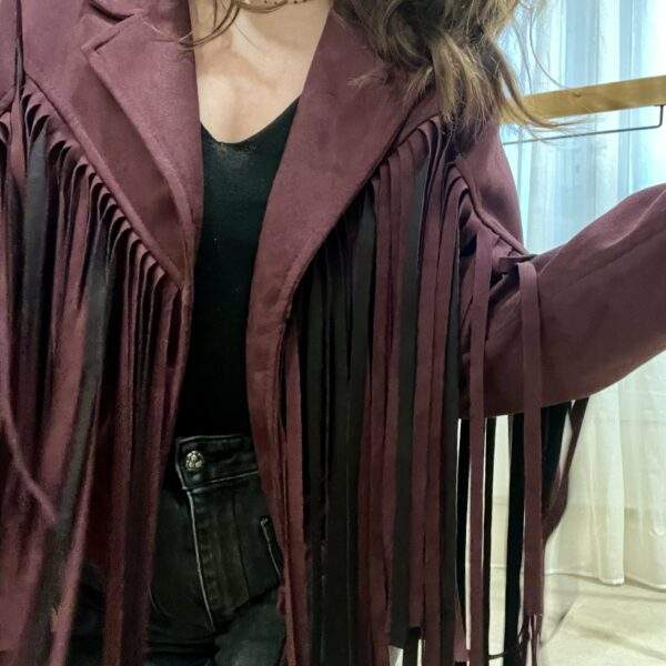 Veste à franges ARIZONA – aubergine – Image 2