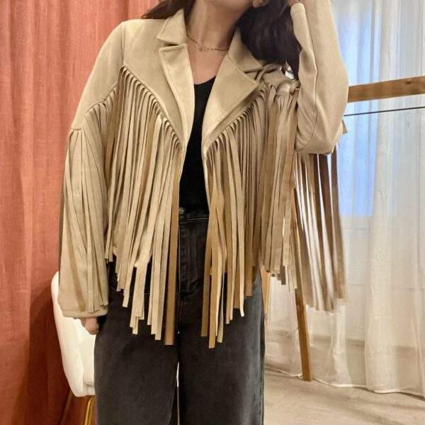 Veste à franges ARIZONA – beige