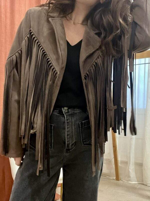Veste à franges ARIZONA – chocolat – Image 4