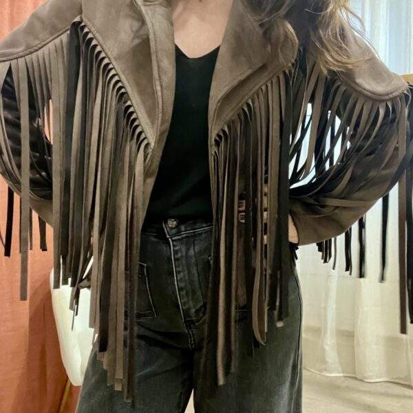Veste à franges ARIZONA – chocolat – Image 3