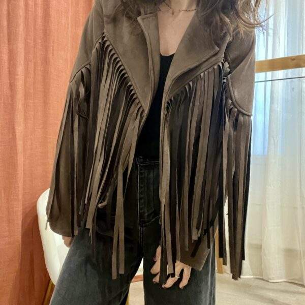 Veste à franges ARIZONA – chocolat – Image 2